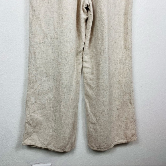 DREW For Anthropologie Oat Tan Linen Blend Jumpsuit Small - Picture 6 of 13